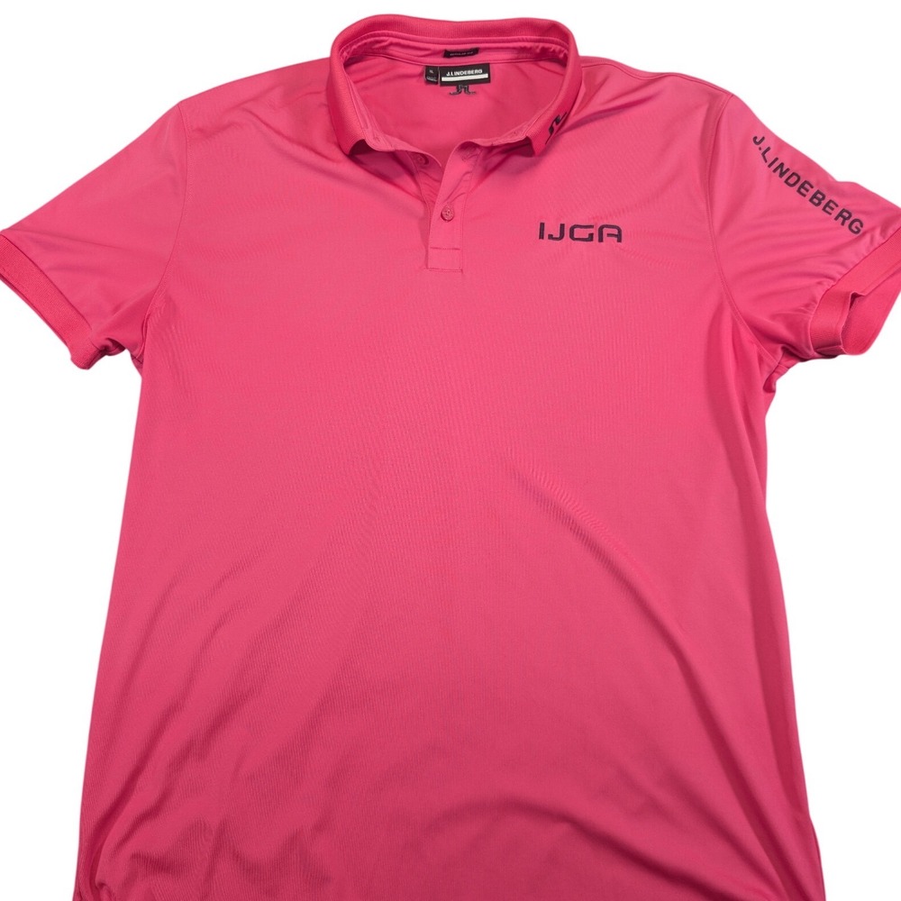 J.Lindeberg Mens Regular Fit Hot Pink Polyester Golf Polo Shirt Size XL